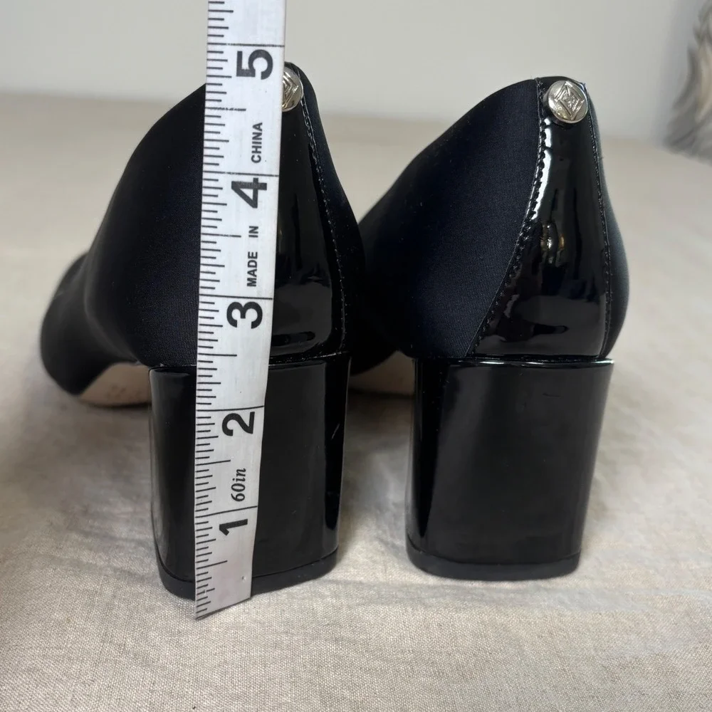 Donald Pliner Audry Pump Block Heel Size 7 Black Square Toe Quiet Luxury Comfort